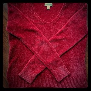 maison jules v-neck chenille red sweater